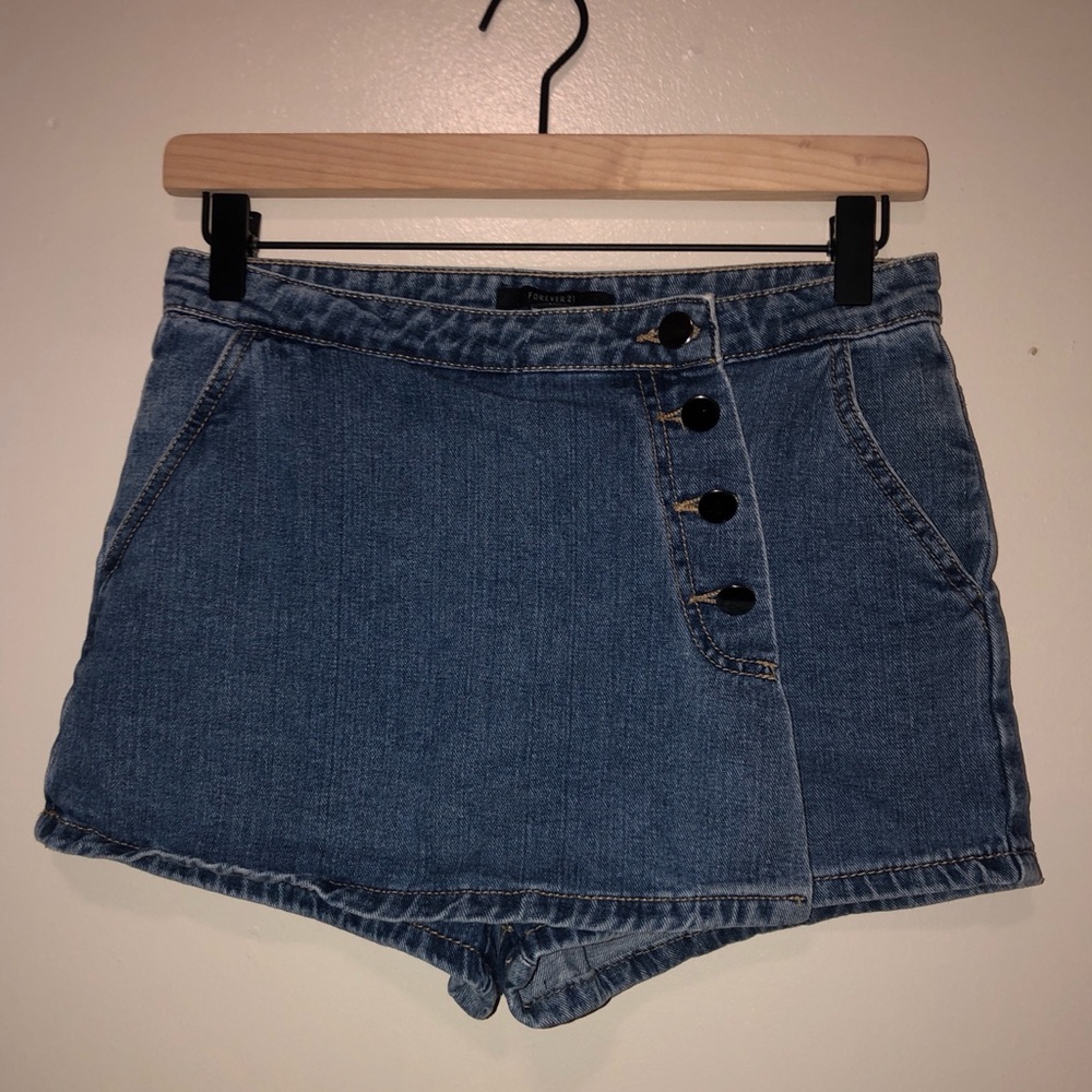 denim buttoned skort